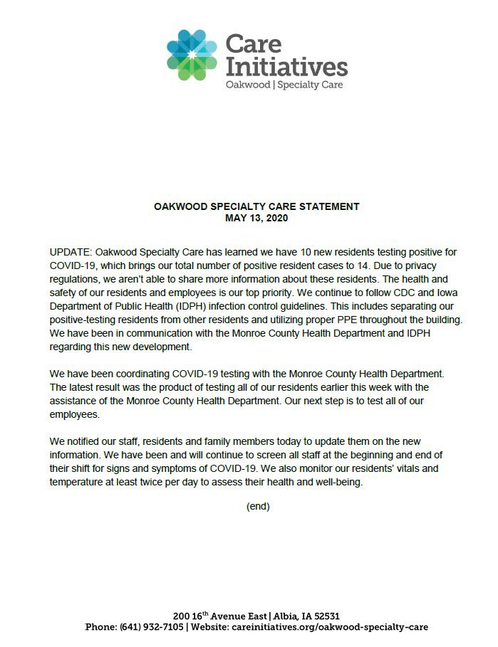 Oakwood letter